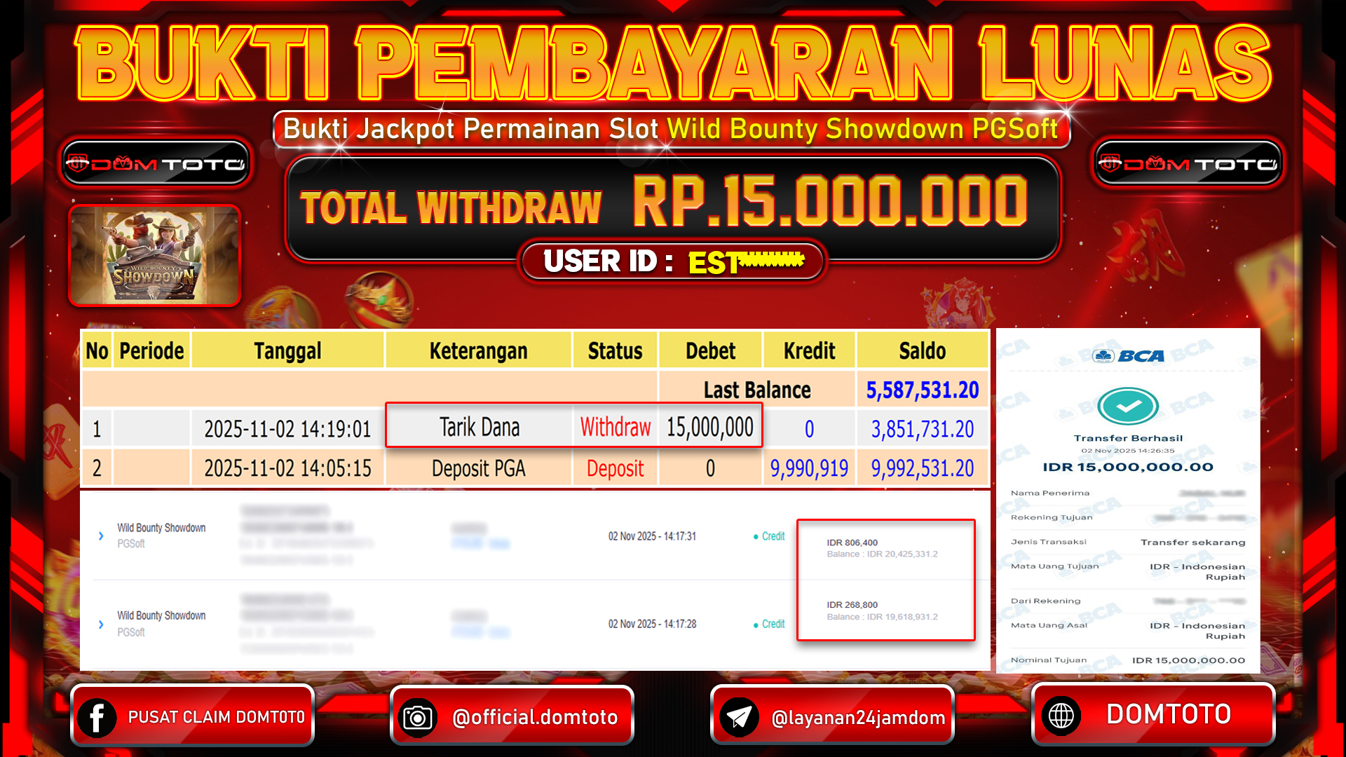 JACKPOT SLOT Wild Bounty Showdown PGSoft 02 NOVEMBER 2025